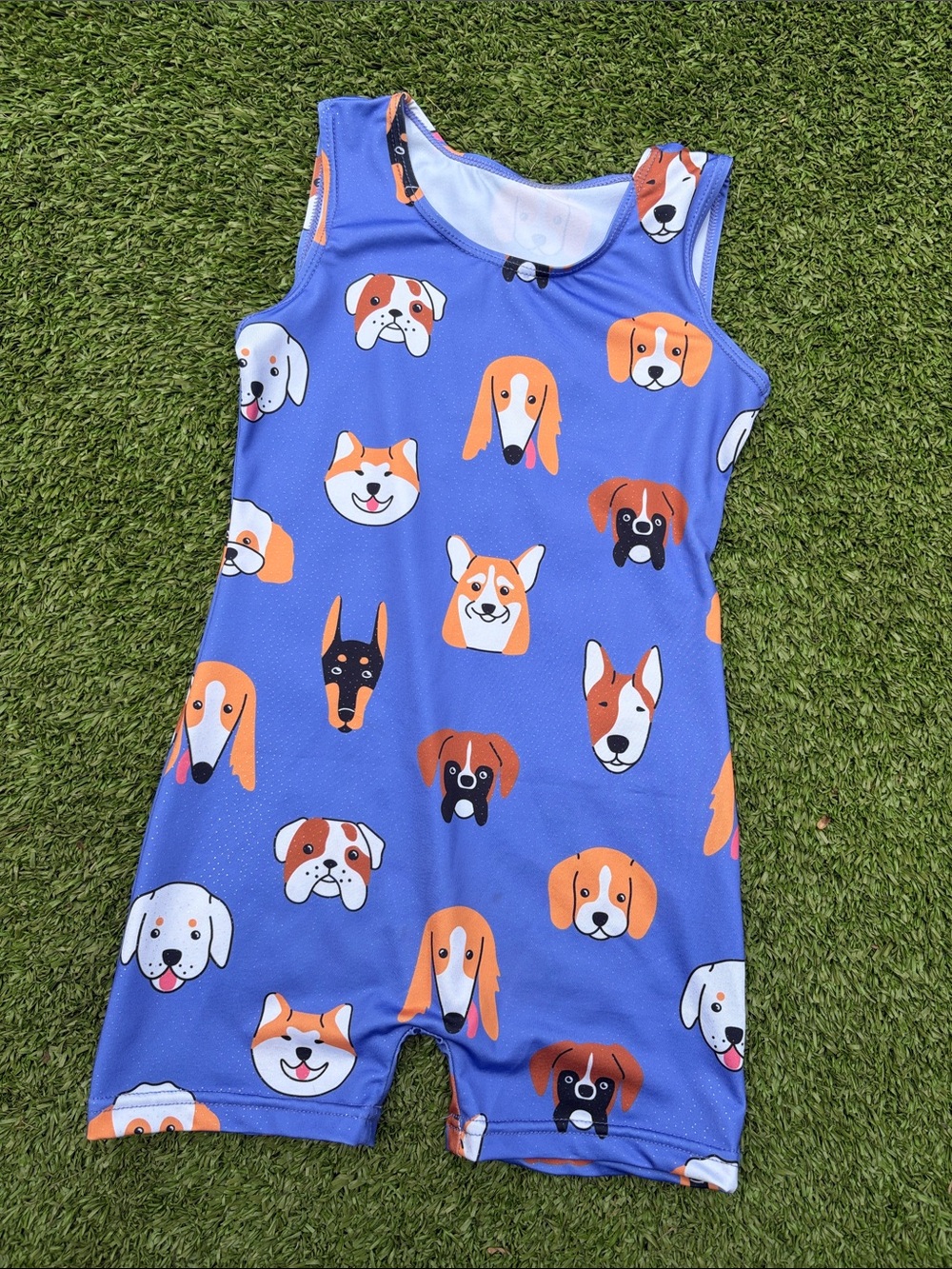 Blue purplish Dog Print Girls Romper